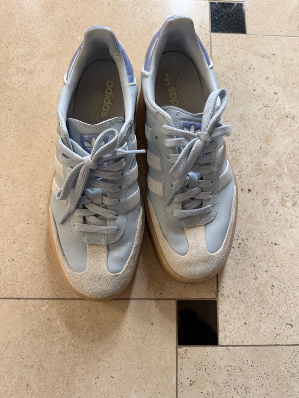 adidas Women's Light Blue and White Sneakers